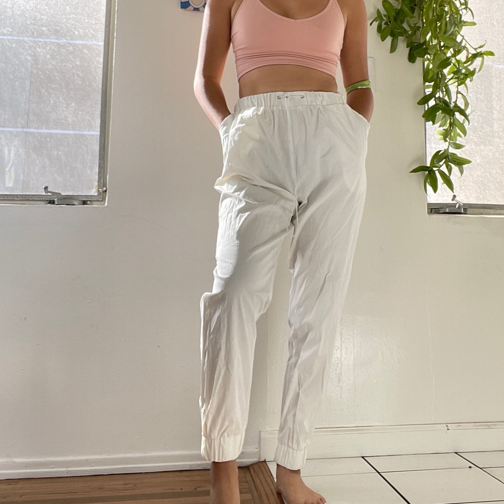 NWT White Reflective high-waisted track pants